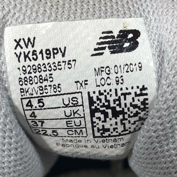 New Balance 519 Gray/Purple Girl's Sneakers - Girls Size 4.5 - Picture 8 of 8